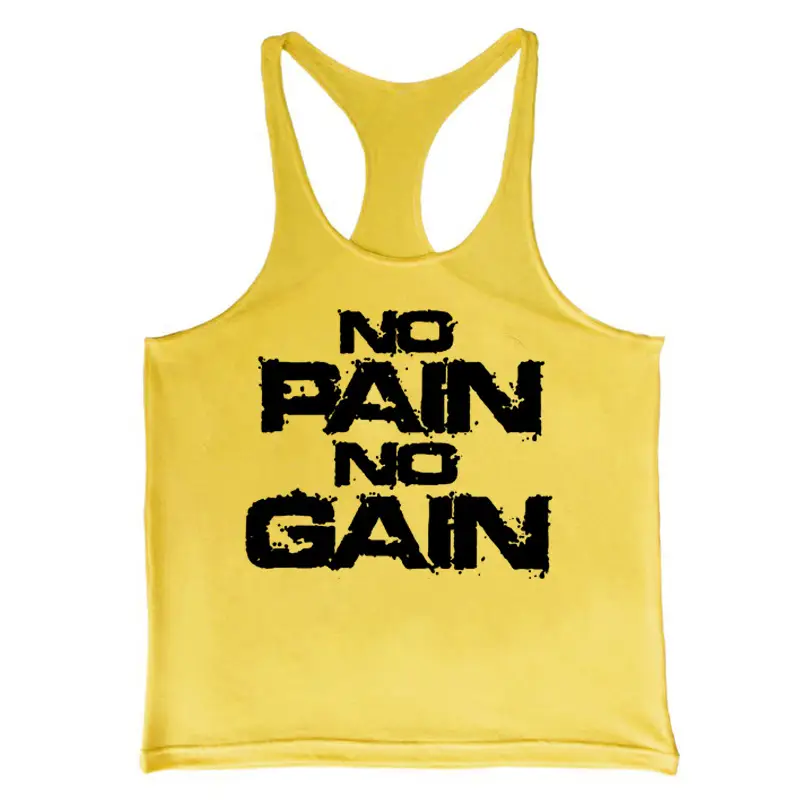 No Pain No Gain Printed Yellow Men's Camisole - Image 2