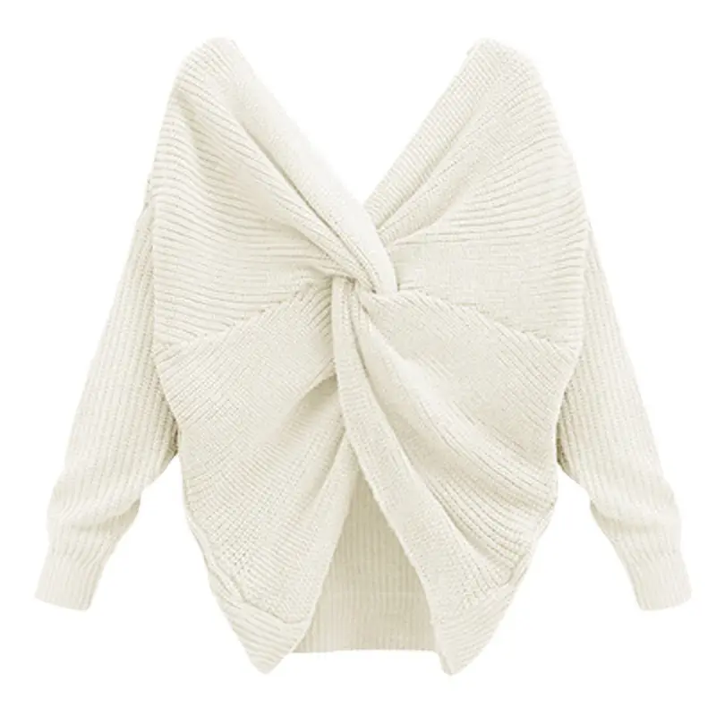 Black Knitted Crossbacked Sweater for Women