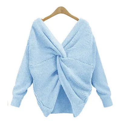 Black Knitted Crossbacked Sweater for Women