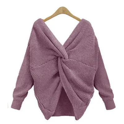 Black Knitted Crossbacked Sweater for Women