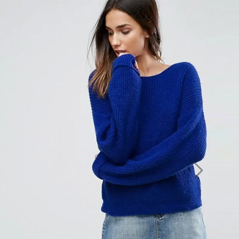 Black Knitted Crossbacked Sweater for Women