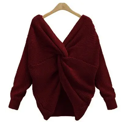 Black Knitted Crossbacked Sweater for Women