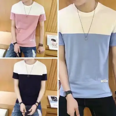 Men Half Sleeve T-Shirt Black White Slim Fit Summer - Image 4