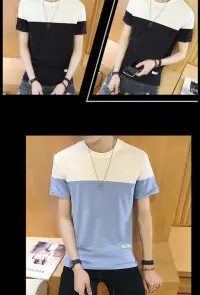 Men Half Sleeve T-Shirt Black White Slim Fit Summer - Image 6