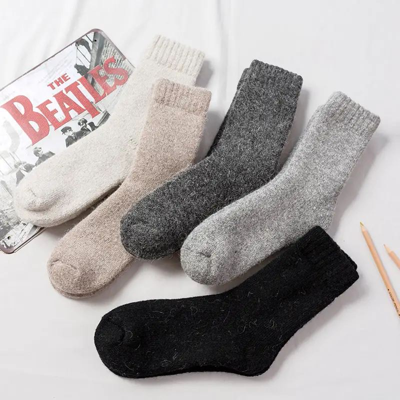 Winter Super Thick Wool Socks Men's and Women's Warm Wool Socks Thickened fleece-lined Towel Socks Solid Color Wool Socks