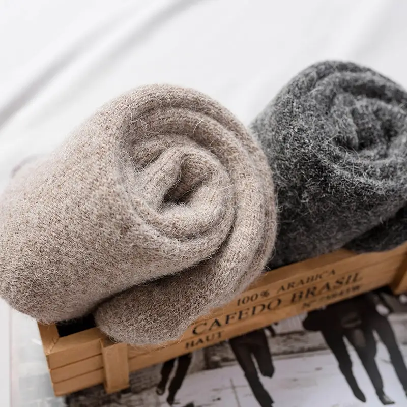 Winter Super Thick Wool Socks Men's and Women's Warm Wool Socks Thickened fleece-lined Towel Socks Solid Color Wool Socks