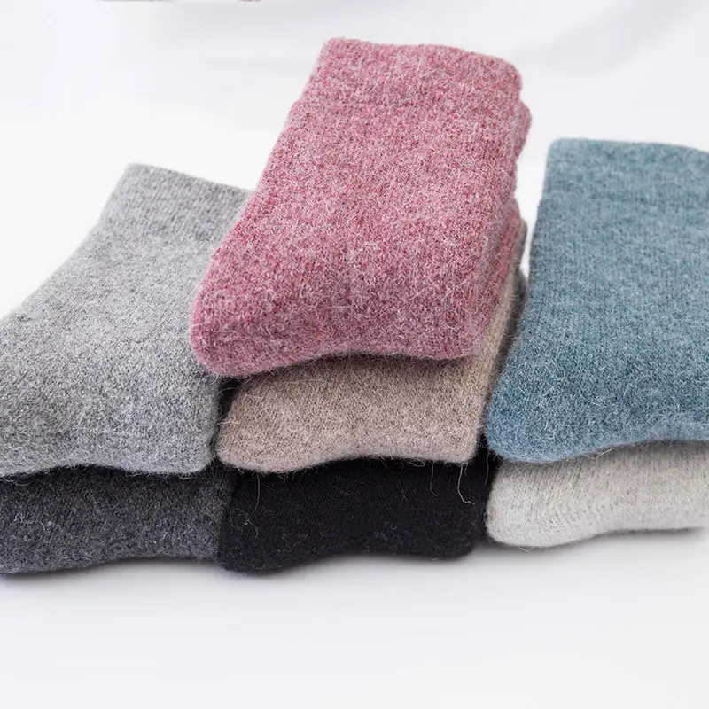 Winter Super Thick Wool Socks Men's and Women's Warm Wool Socks Thickened fleece-lined Towel Socks Solid Color Wool Socks