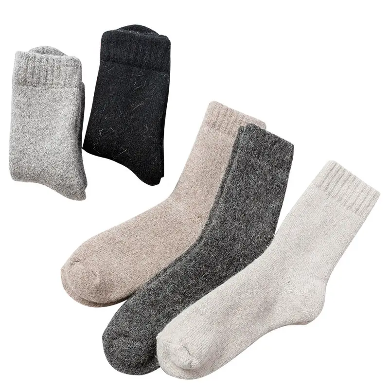 Winter Super Thick Wool Socks Men's and Women's Warm Wool Socks Thickened fleece-lined Towel Socks Solid Color Wool Socks