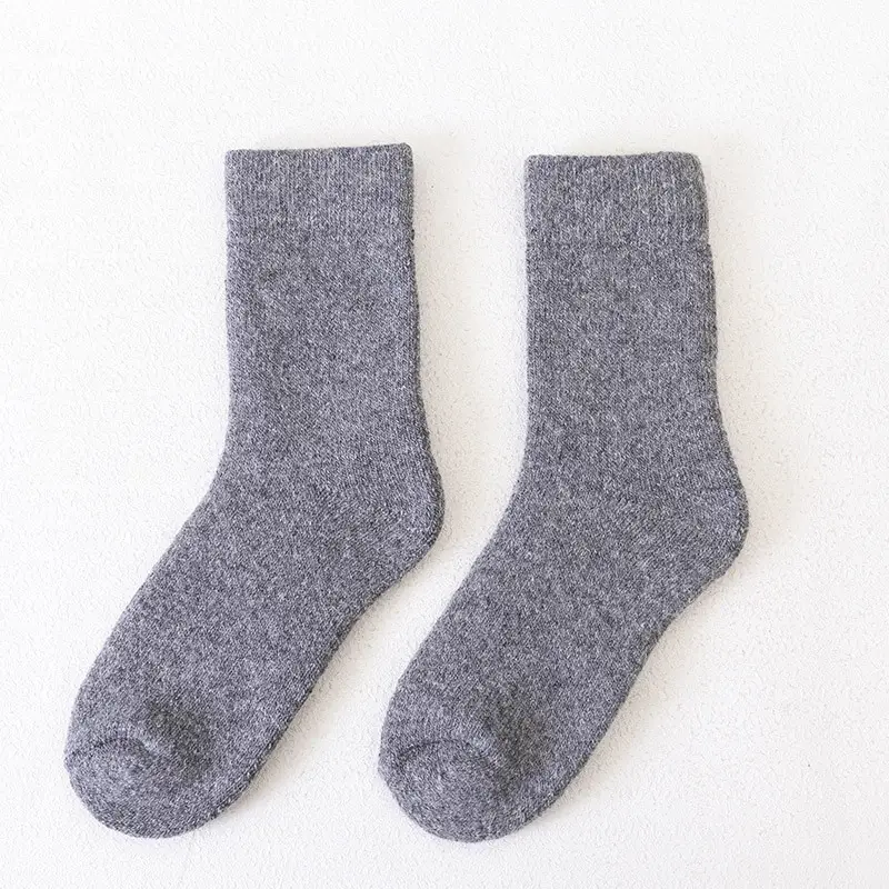 Winter Super Thick Wool Socks Men's and Women's Warm Wool Socks Thickened fleece-lined Towel Socks Solid Color Wool Socks