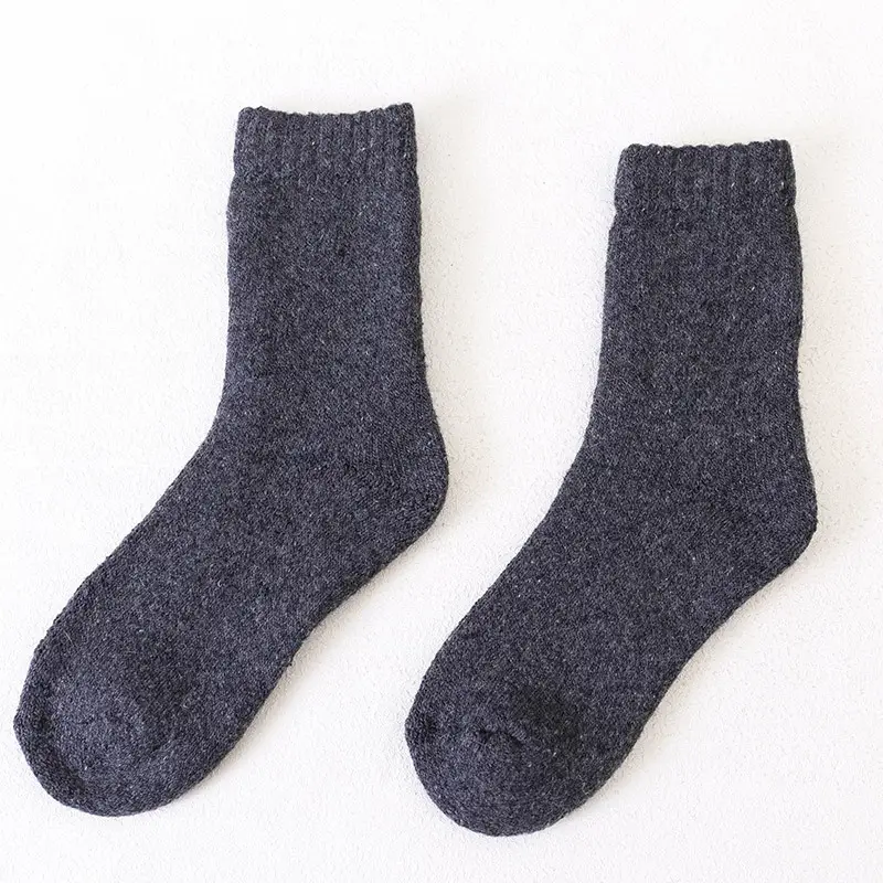 Winter Super Thick Wool Socks Men's and Women's Warm Wool Socks Thickened fleece-lined Towel Socks Solid Color Wool Socks