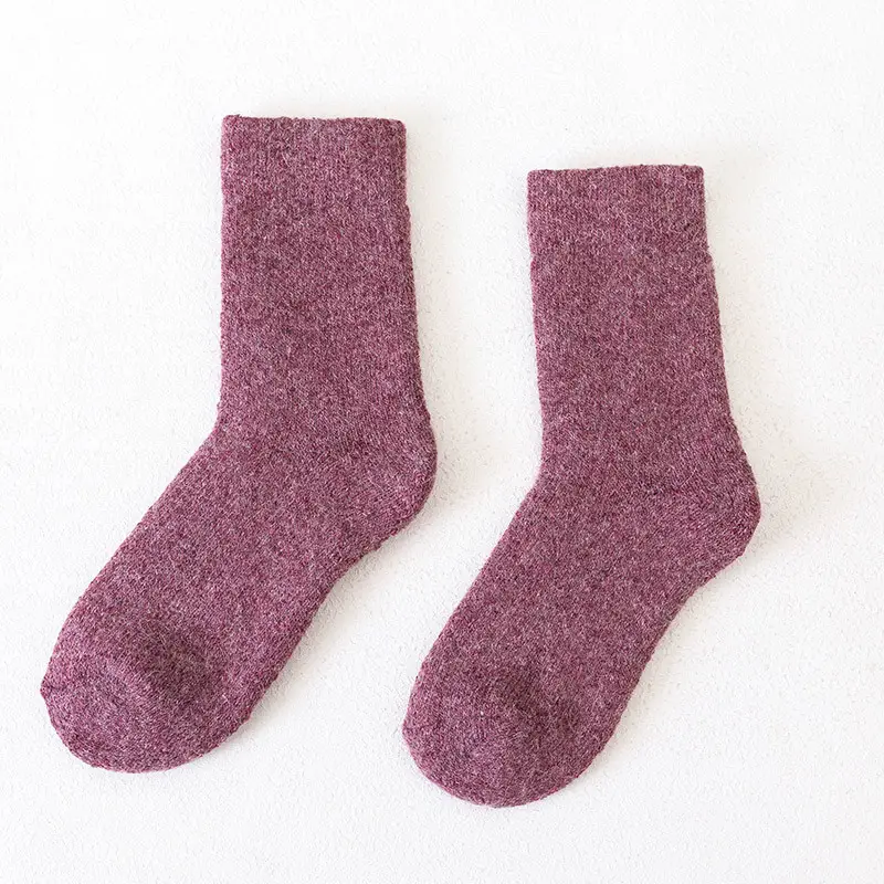 Winter Super Thick Wool Socks Men's and Women's Warm Wool Socks Thickened fleece-lined Towel Socks Solid Color Wool Socks