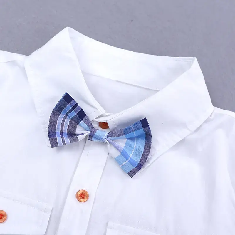 AliExpress Boys Plaid Suit White Bow Short Sleeve Shorts - Image 3