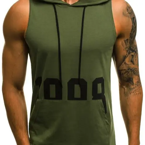 Men's 1998 Printed Sleeveless Hooded T-Shirt Green - Image 7