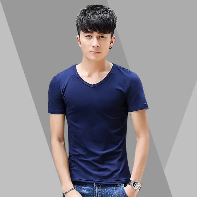Men's 2021 Summer Round Neck T-Shirt Navy Blue - Image 22