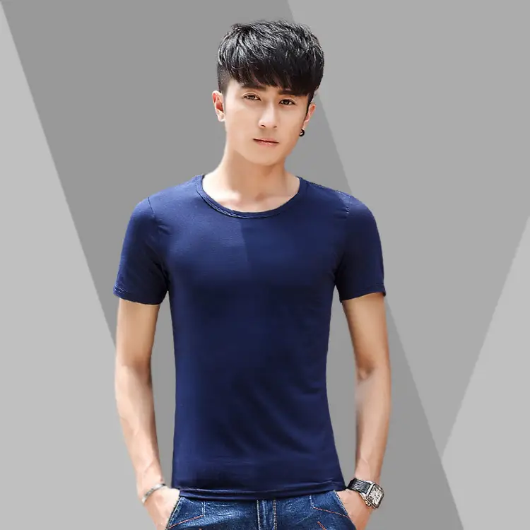 Men's 2021 Summer Round Neck T-Shirt Navy Blue - Image 23