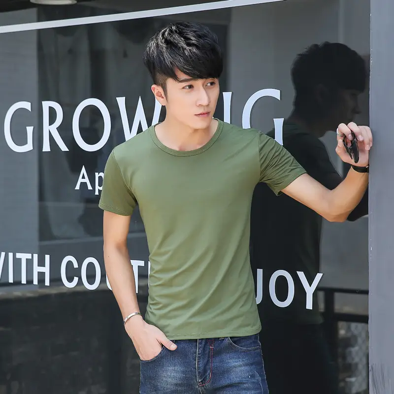Men's 2021 Summer Round Neck T-Shirt Navy Blue - Image 10