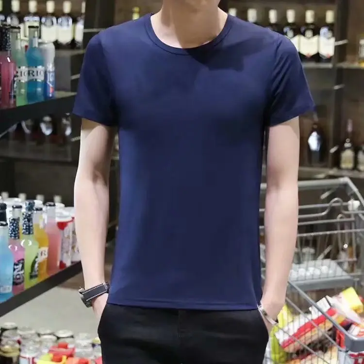 Men's Black Slim Fit T-Shirt 2018 Spring - Image 4