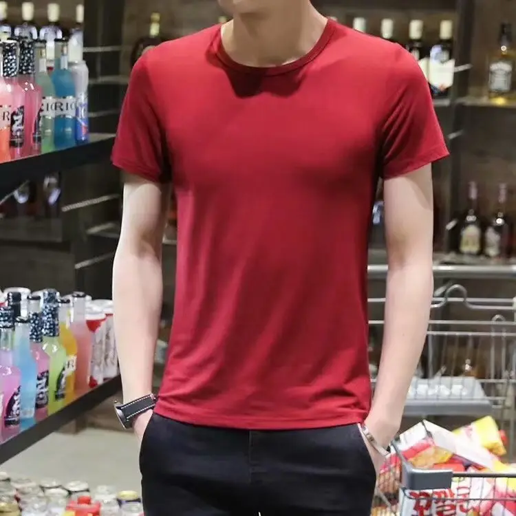 Men's Black Slim Fit T-Shirt 2018 Spring - Image 5