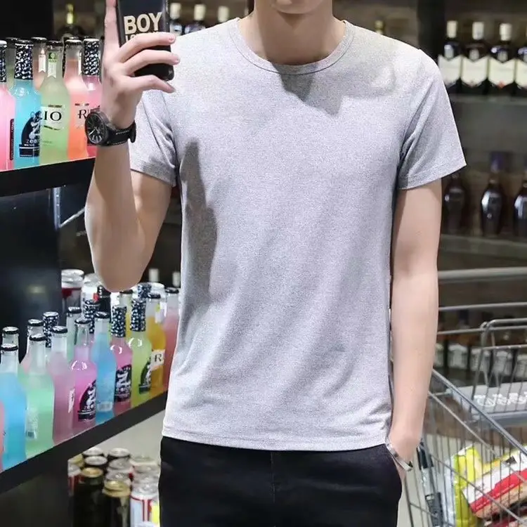 Men's Black Slim Fit T-Shirt 2018 Spring - Image 2