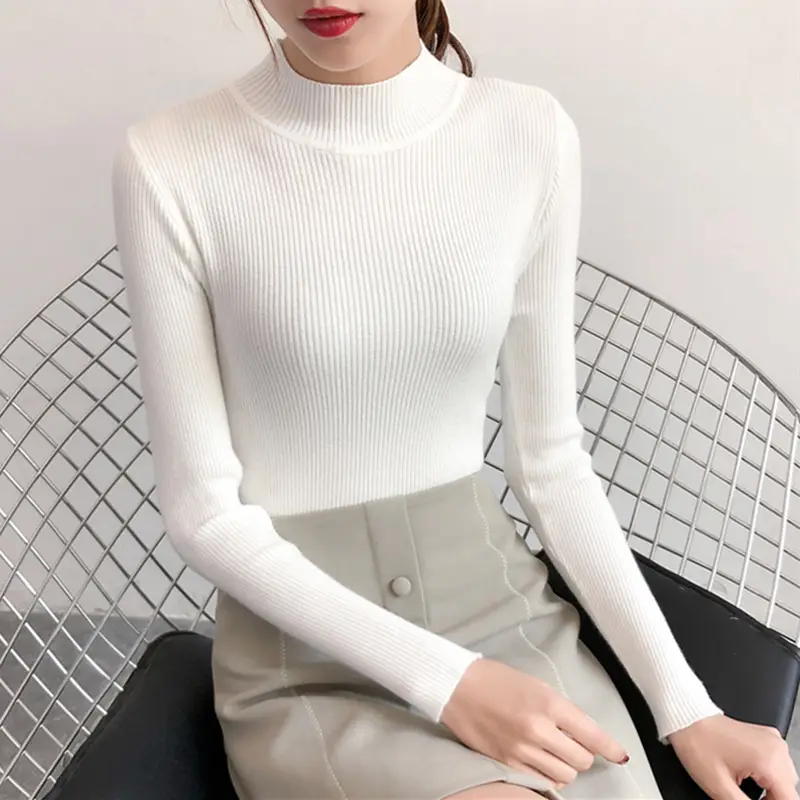 Korean Style Black Turtleneck Long Sleeve Women's Sweater - Image 18