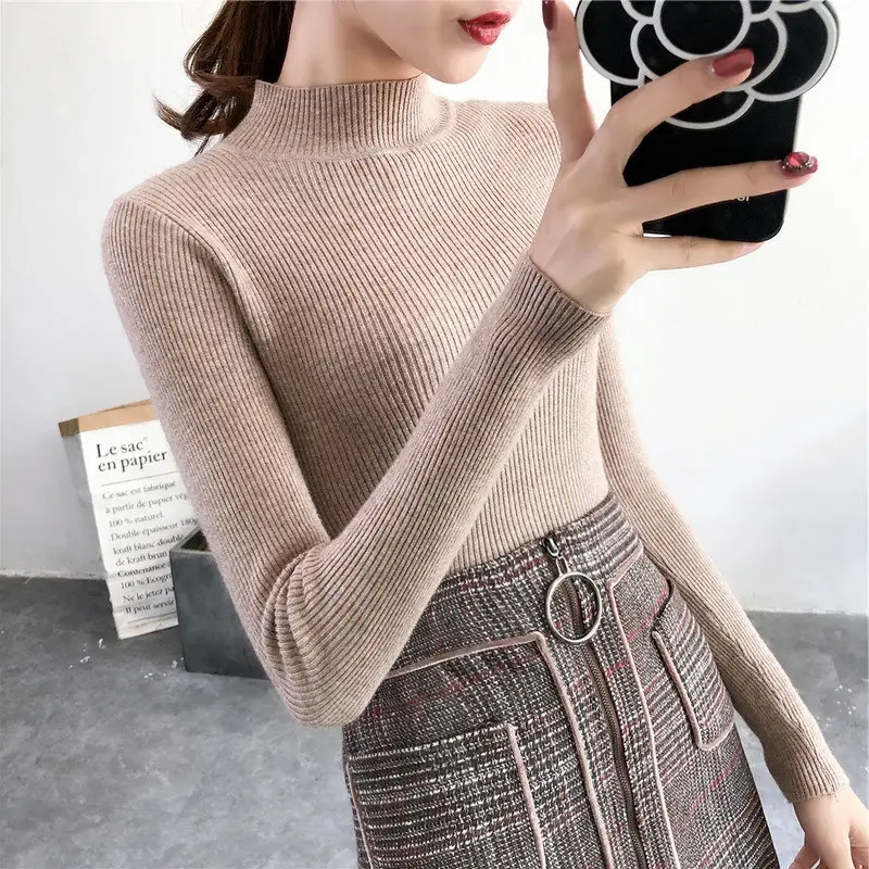 Korean Style Black Turtleneck Long Sleeve Women's Sweater - Image 19