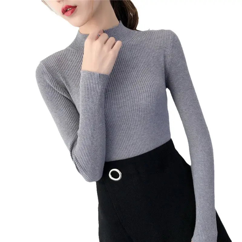 Korean Style Black Turtleneck Long Sleeve Women's Sweater - Image 21