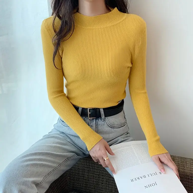 Korean Style Black Turtleneck Long Sleeve Women's Sweater - Image 3