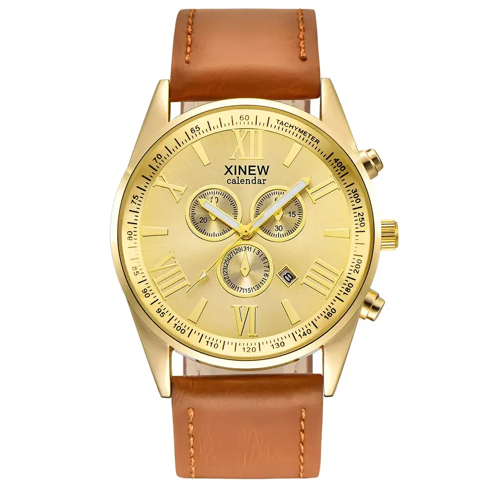 Men's Xinhai Chronograph Quartz Watch Green Leather Band - Image 4