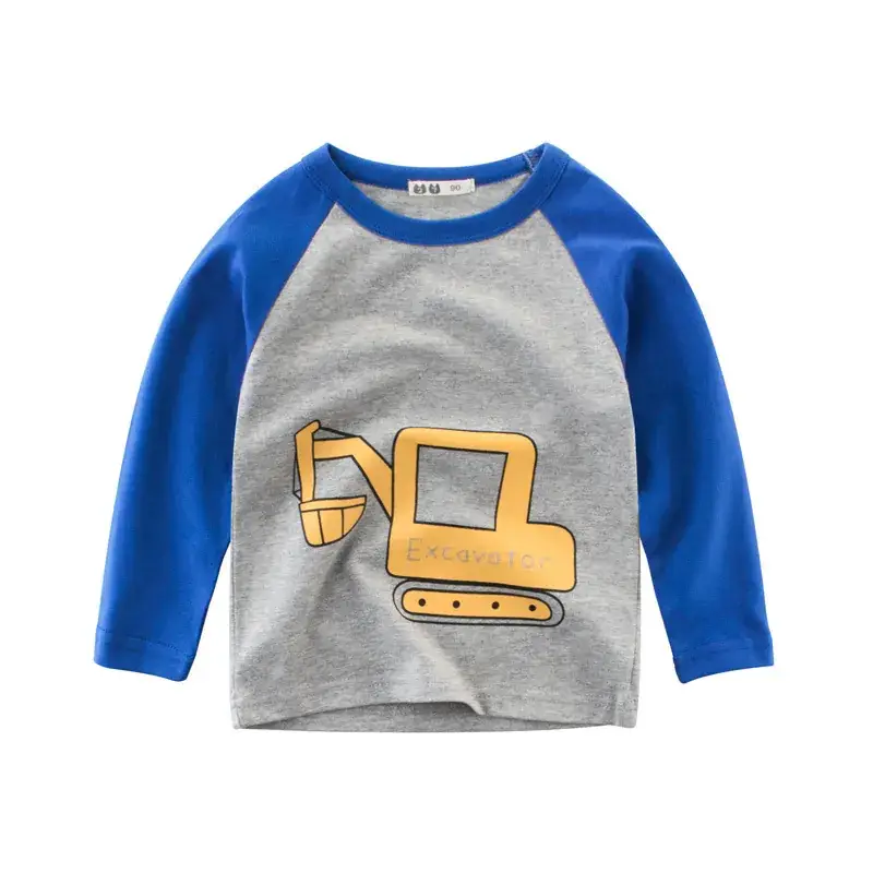 Kids Fire Truck Graphic Long Sleeve T-Shirt Grey Red - Image 9