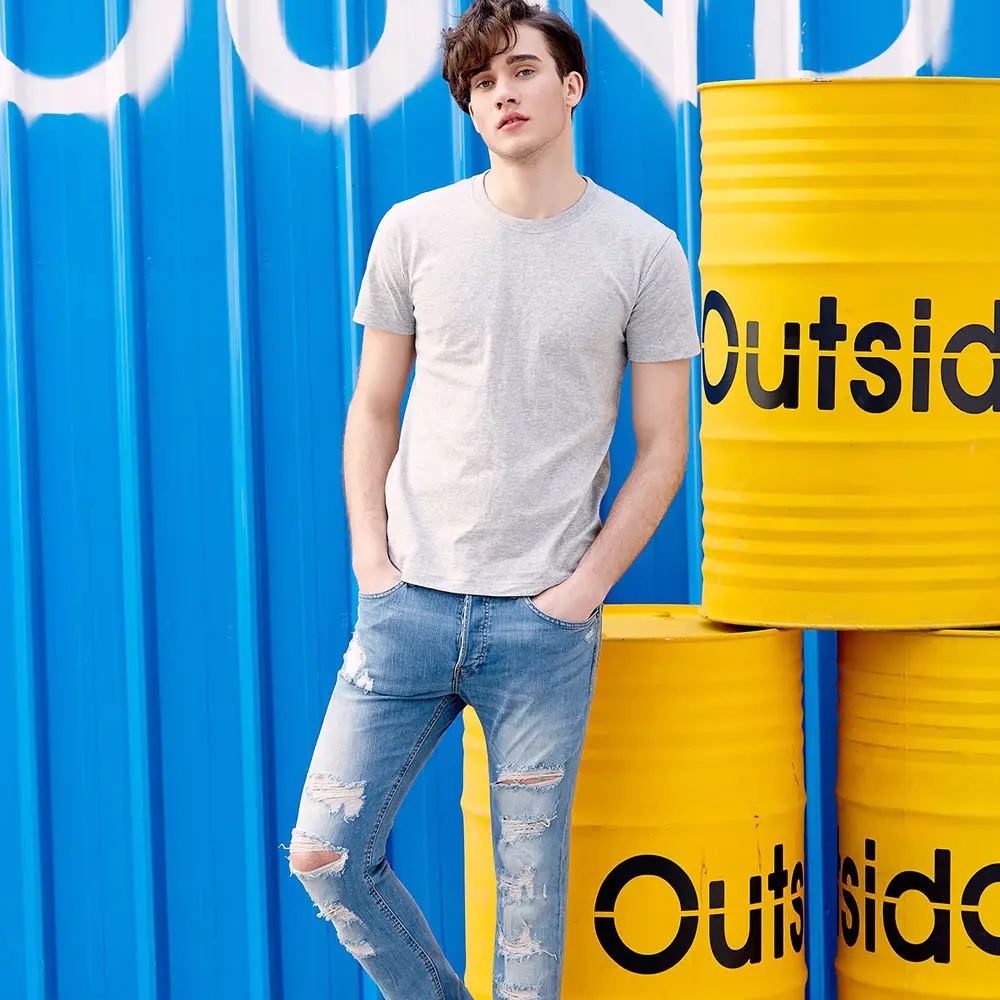 Orange Cotton Short Sleeve T-Shirt for Men