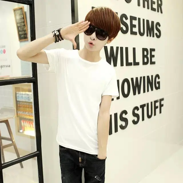 2018 Men's Pure White Slim Fit T-Shirt - Image 3