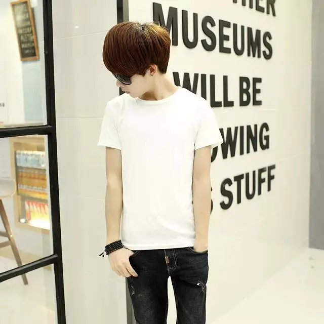 2018 Men's Pure White Slim Fit T-Shirt - Image 4