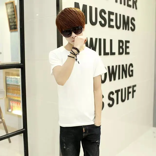 2018 Men's Pure White Slim Fit T-Shirt - Image 5