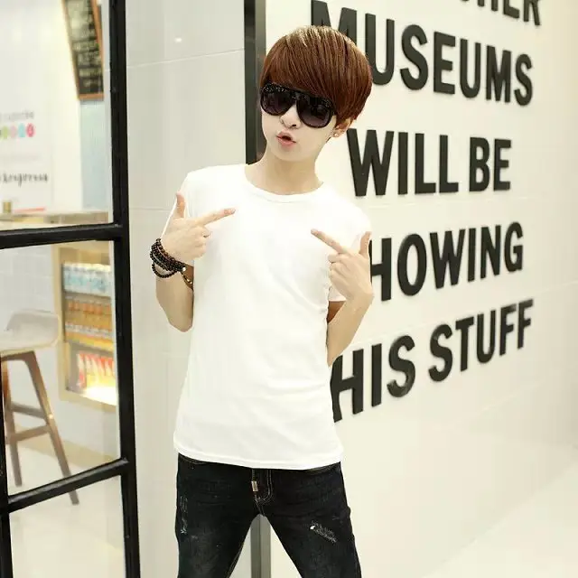 2018 Men's Pure White Slim Fit T-Shirt - Image 6