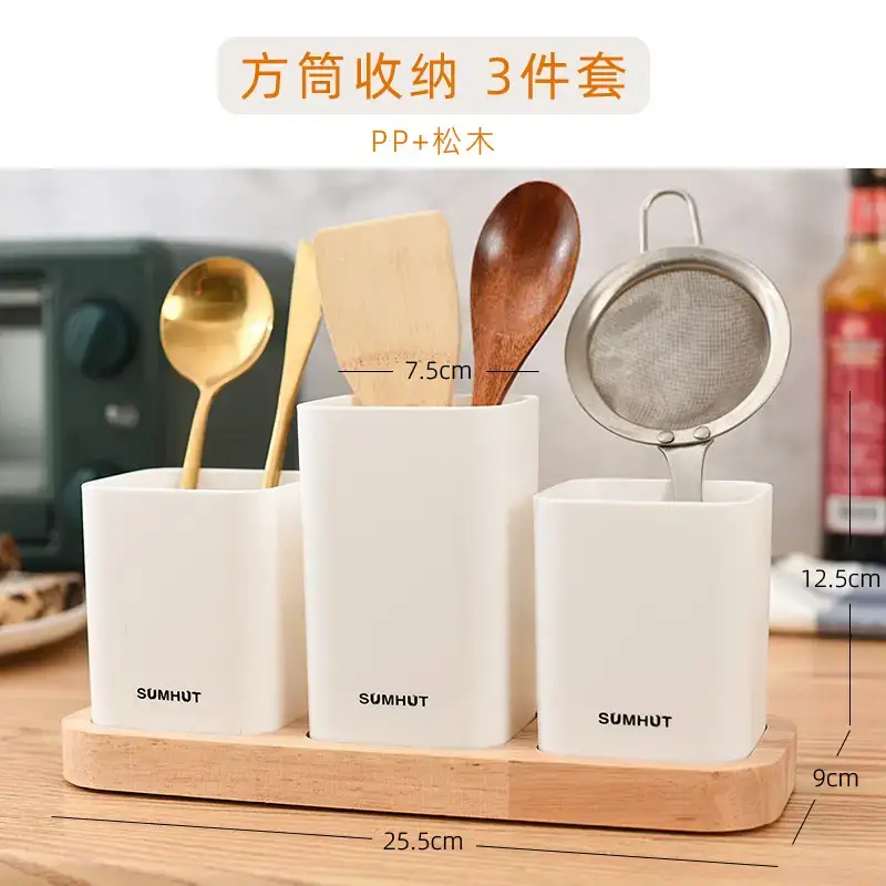 Cross-Border Pine Base Chopstick Barrel Storage Box - Image 2