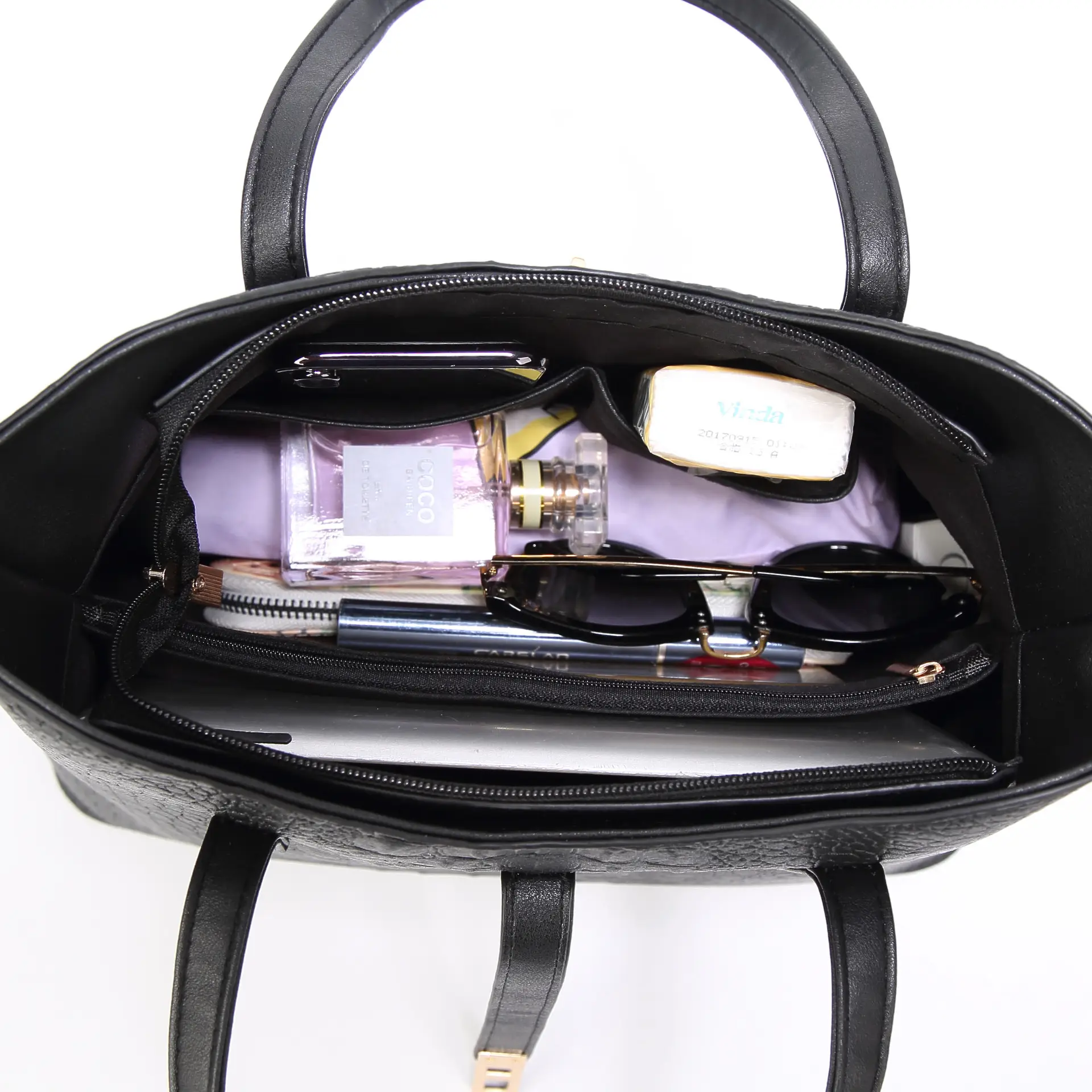 2023 Women's Croc Leather Handbag Set Beige - Image 4