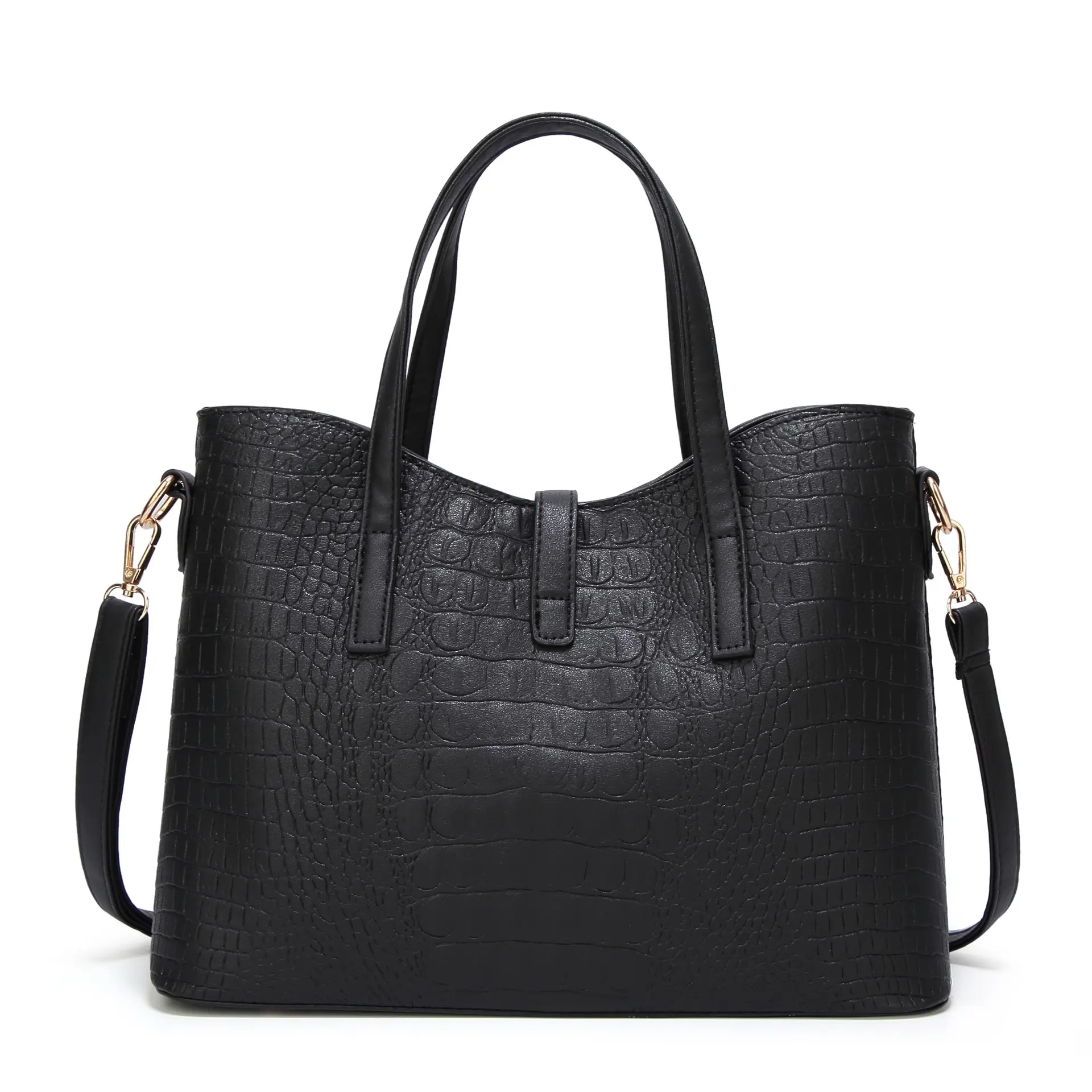 2023 Women's Croc Leather Handbag Set Beige - Image 5