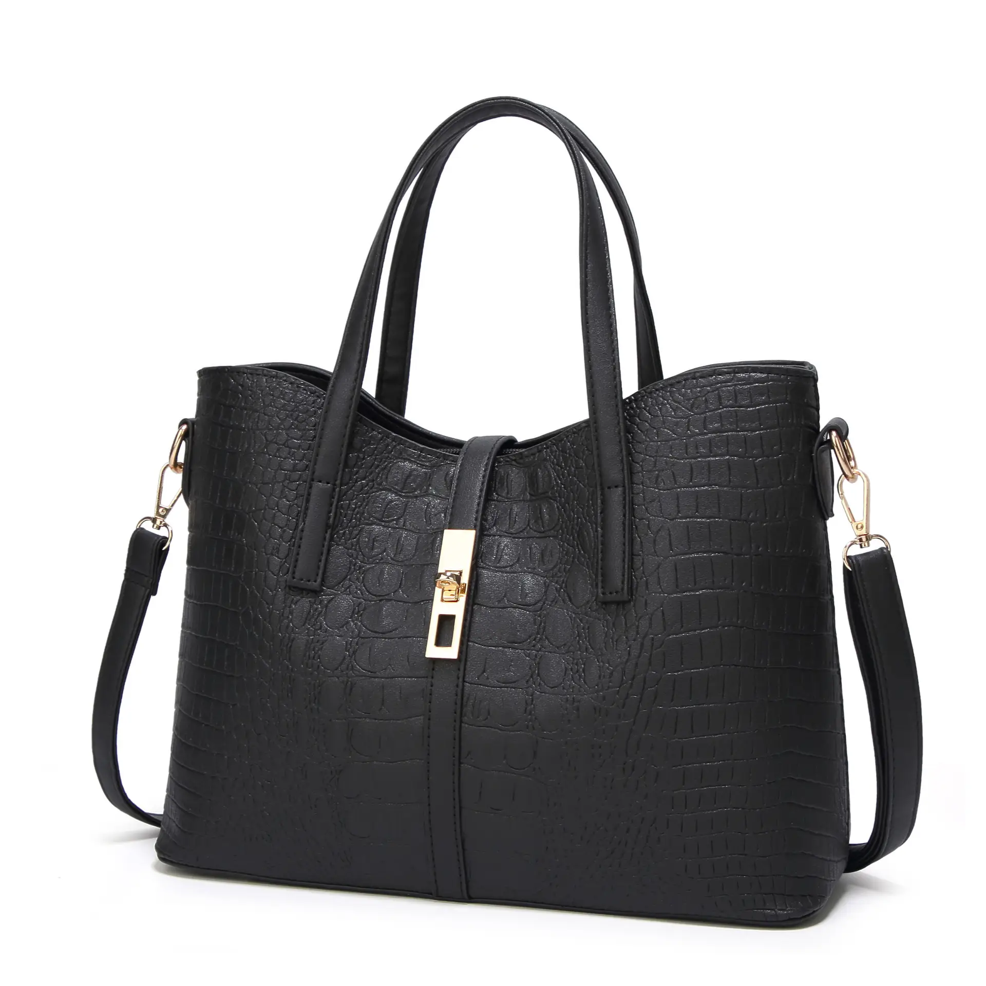 2023 Women's Croc Leather Handbag Set Beige - Image 6