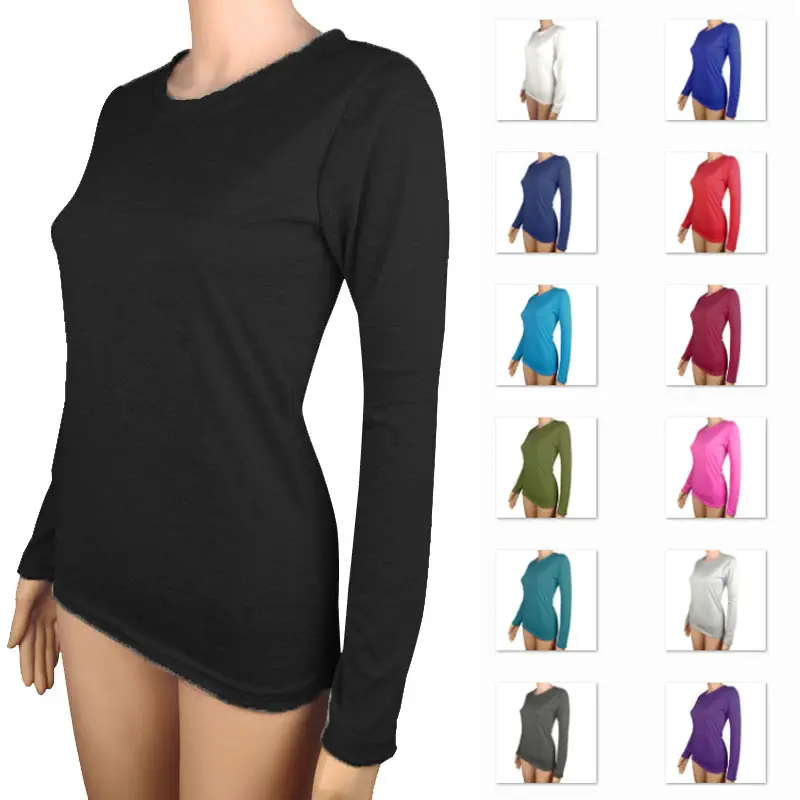 Women Cotton Long Sleeve T-Shirt Grey Cross Border Dropshipping - Image 14