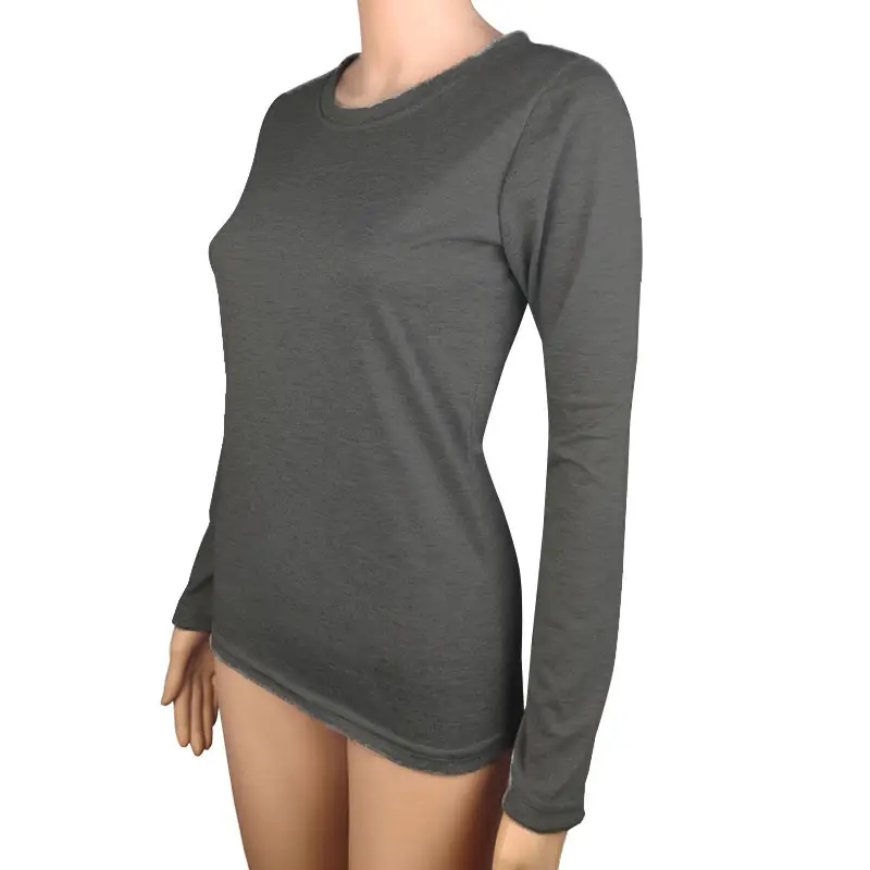 Women Cotton Long Sleeve T-Shirt Grey Cross Border Dropshipping - Image 5