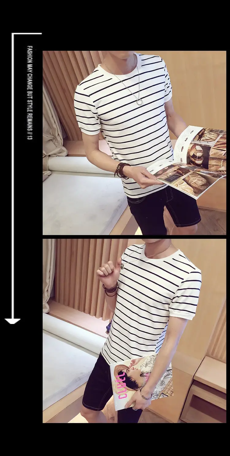 Men Striped Cotton T-Shirt Slim Fit Summer Wear — feature 21
