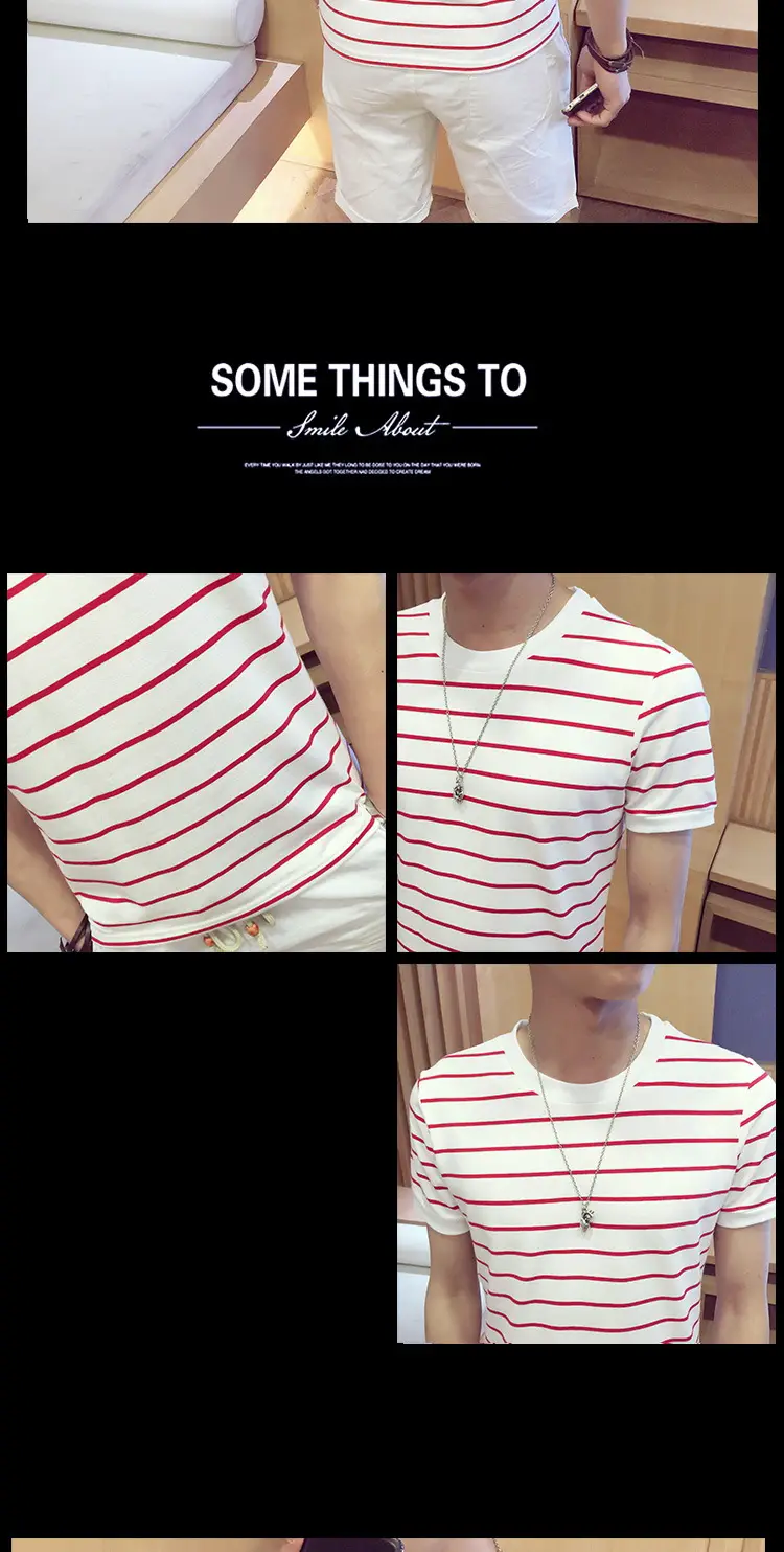 Men Striped Cotton T-Shirt Slim Fit Summer Wear — feature 8