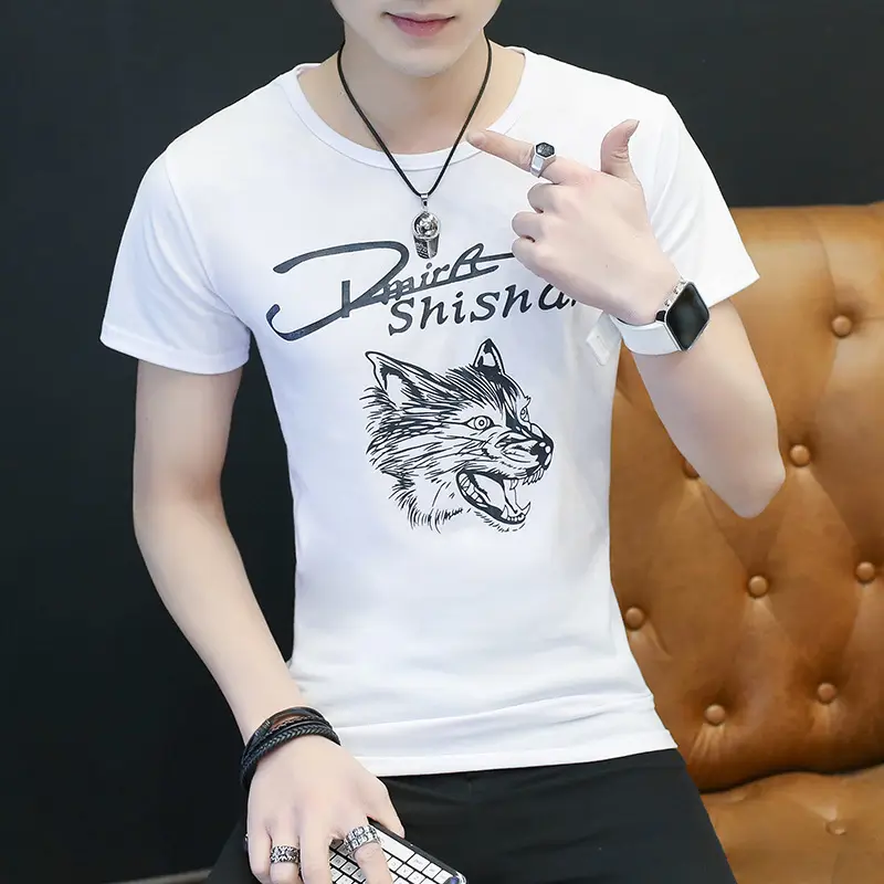 2017 Men White Graphic Short Sleeve T-shirt - Image 2