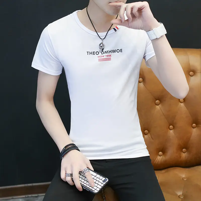2017 Men White Graphic Short Sleeve T-shirt - Image 3
