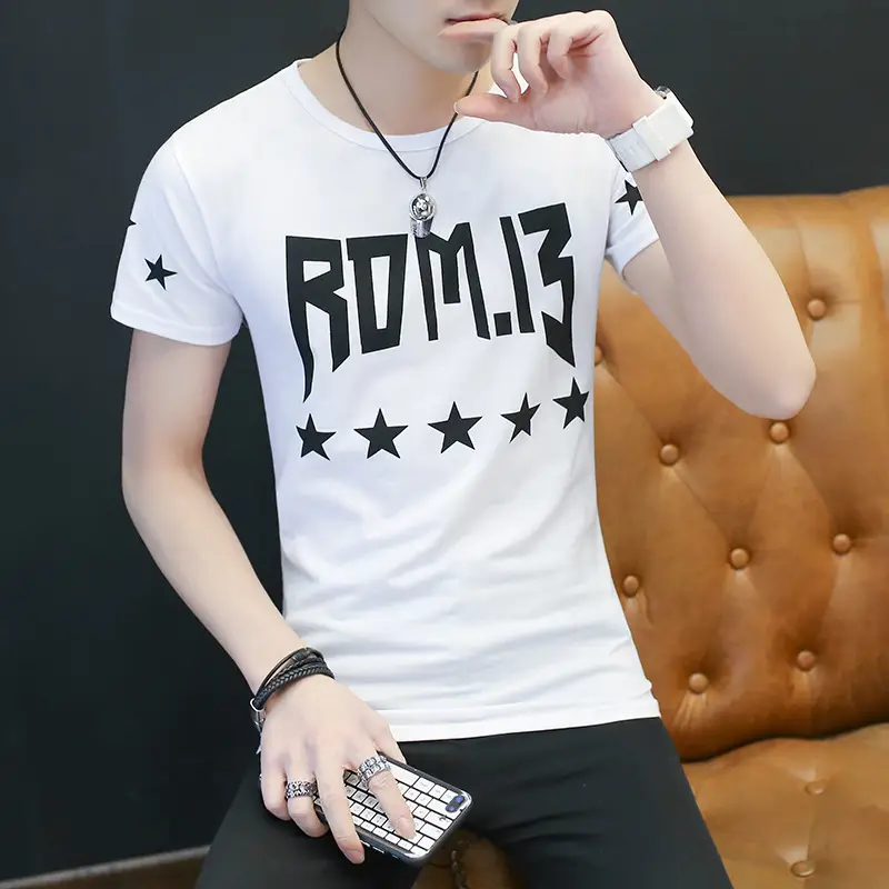 2017 Men White Graphic Short Sleeve T-shirt - Image 8