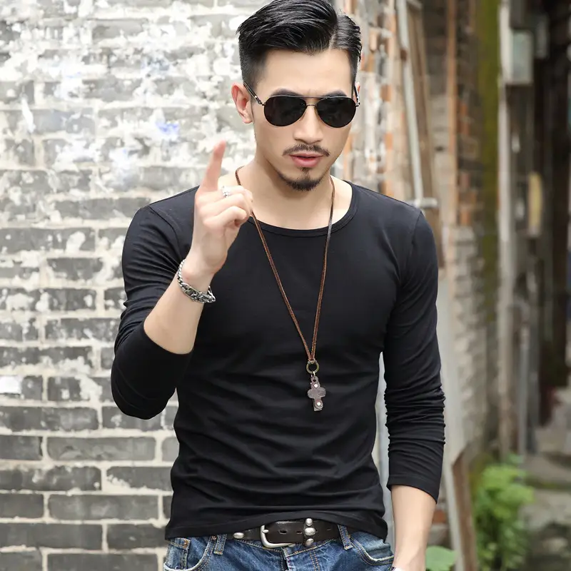 Men's Black Military T-Shirt Long Sleeve Winter