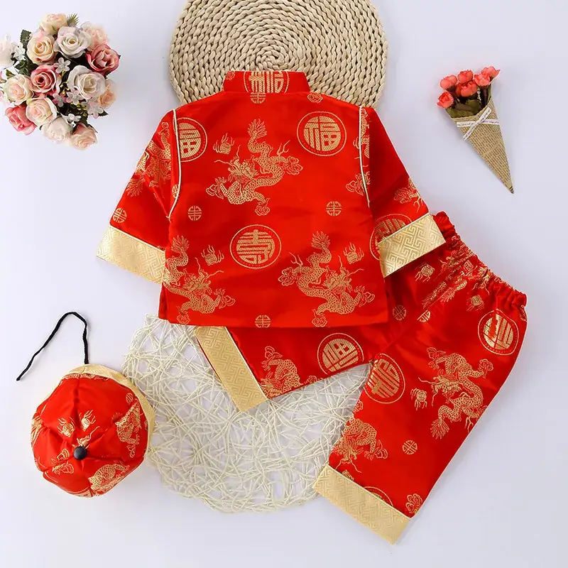 New Boys' Red Tang Suit Ethnic One-Year Old Suit - Image 17