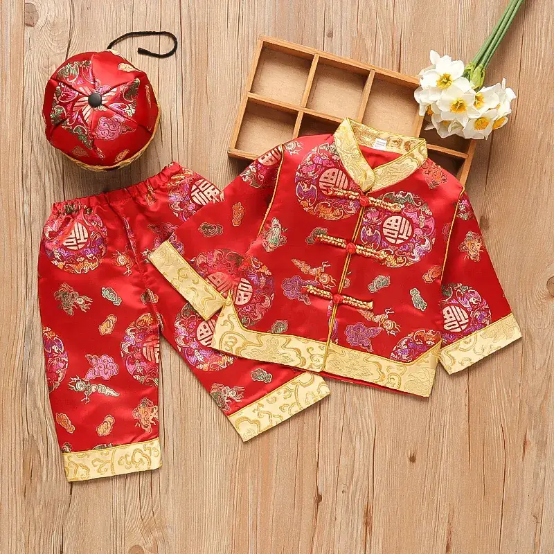 New Boys' Red Tang Suit Ethnic One-Year Old Suit - Image 11