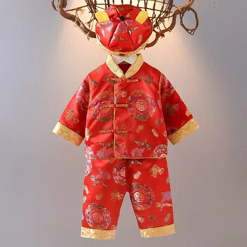 New Boys' Red Tang Suit Ethnic One-Year Old Suit - Image 13