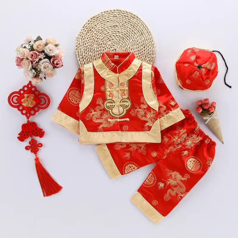New Boys' Red Tang Suit Ethnic One-Year Old Suit - Image 2